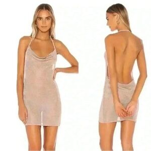 Superdown Brina Mini Dress in Rose Gold Backless Metallic Mesh Size Medium